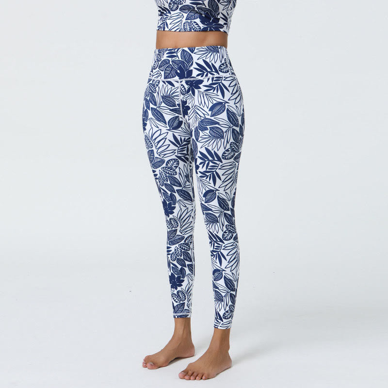 Buddha Stones Flowers Leaves Dandelions Pineapples Print Sports Fitness High Waist Leggings Women's Yoga Pants - image 24