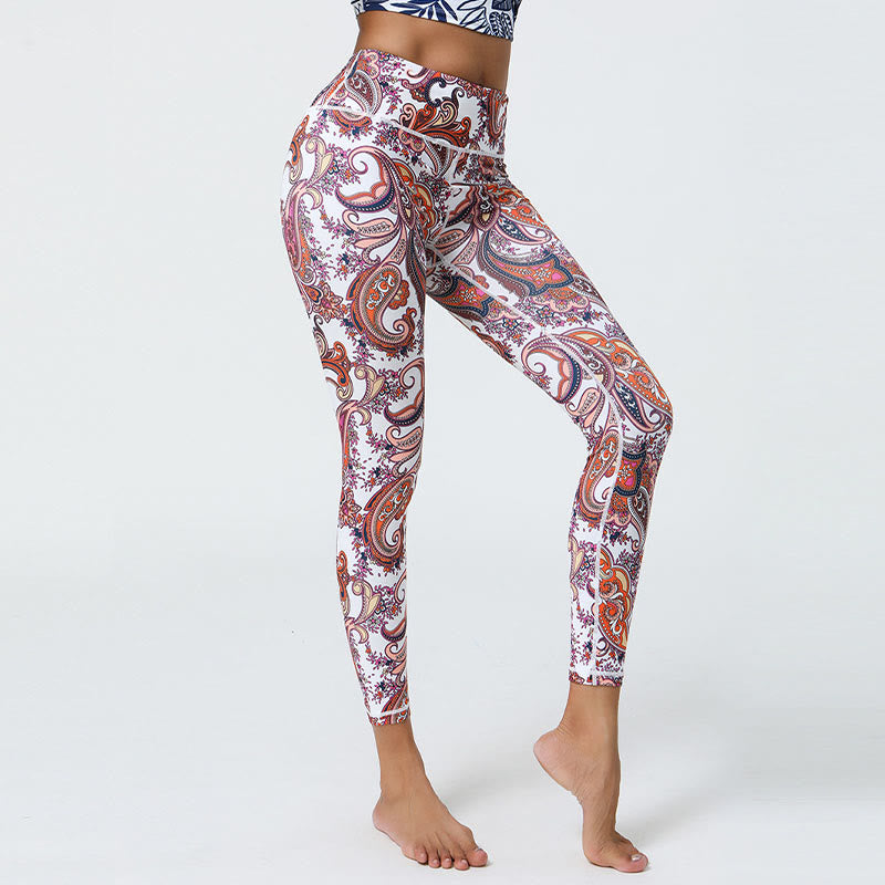 Buddha Stones Flowers Feathers Sun Moon Print Sports Fitness Yoga High Waist Leggings Women's Pants - image 18