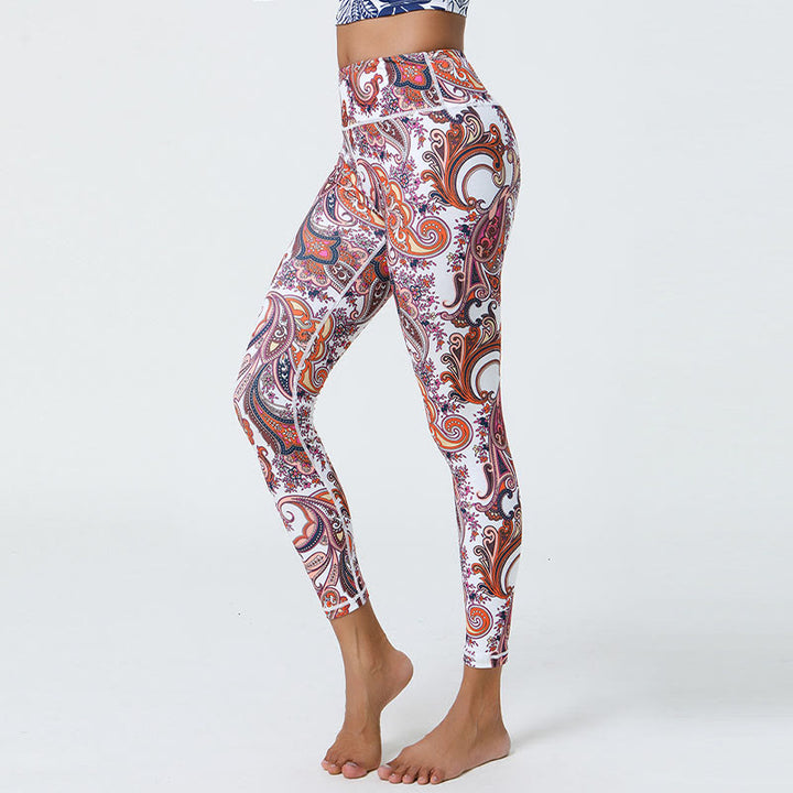 Buddha Stones Flowers Feathers Sun Moon Print Sports Fitness Yoga High Waist Leggings Women's Pants - image 17