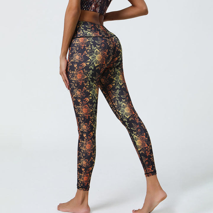 Buddha Stones Flowers Geometric Mandalas Print Sports Fitness Yoga High Waist Leggings Women's Pants - image 8