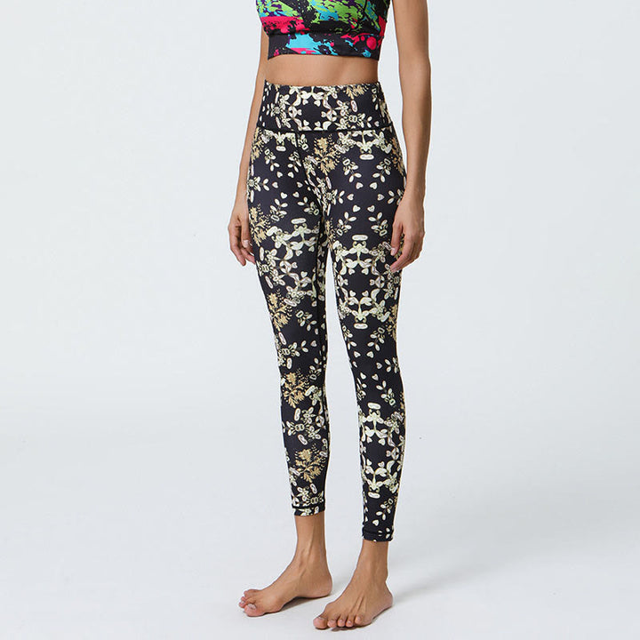 Buddha Stones Flowers Geometric Mandalas Print Sports Fitness Yoga High Waist Leggings Women's Pants - Black White Flowers - US12，UK/AU16，EU44 (XL) - image 12