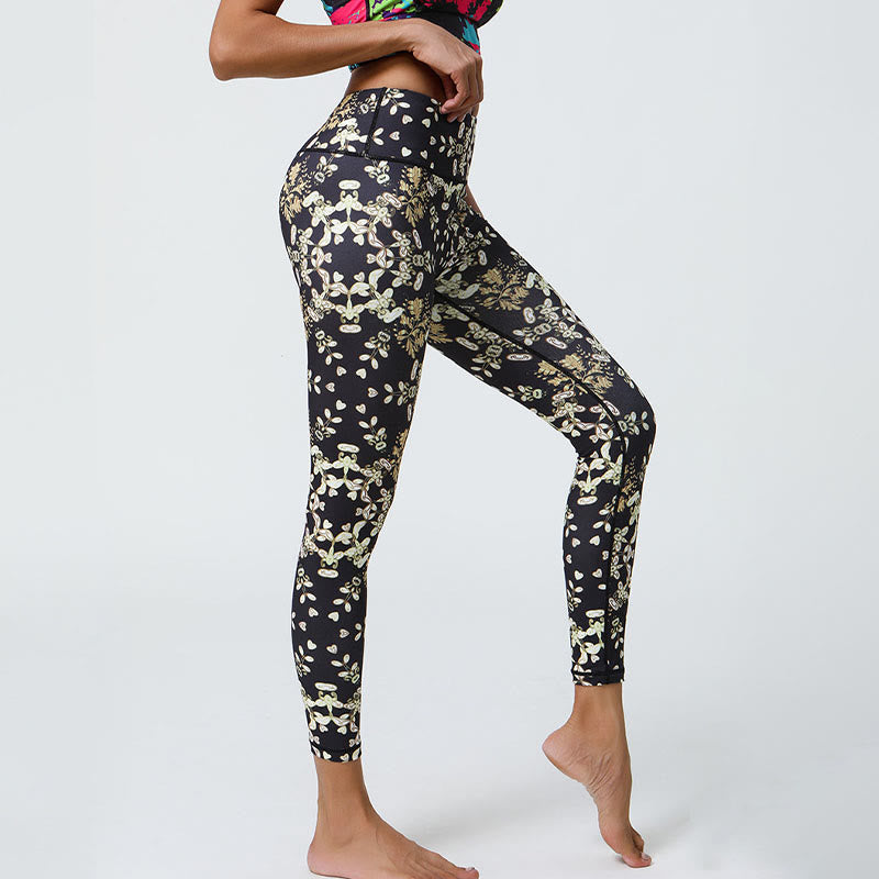 Buddha Stones Flowers Geometric Mandalas Print Sports Fitness Yoga High Waist Leggings Women's Pants - image 15