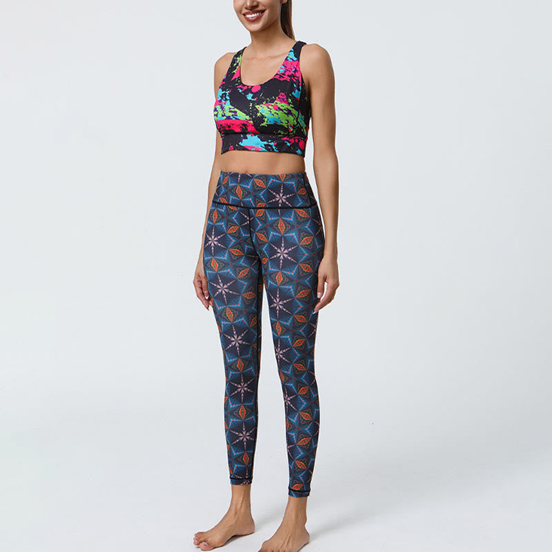 Buddha Stones Flowers Geometric Mandalas Print Sports Fitness Yoga High Waist Leggings Women's Pants - image 25