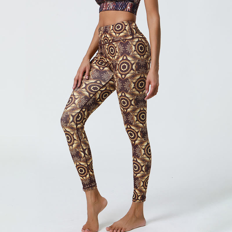 Buddha Stones Flowers Geometric Mandalas Print Sports Fitness Yoga High Waist Leggings Women's Pants - image 27