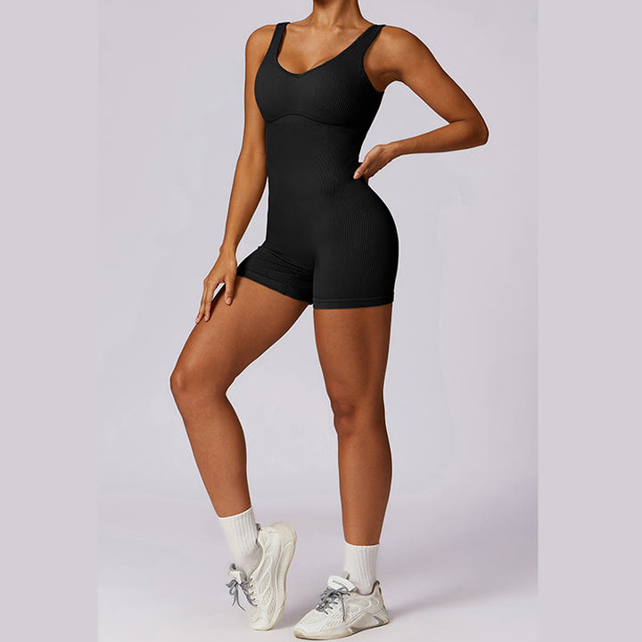 Buddha Stones Solid Seamless Jumpsuit Romper Sports Fitness Yoga Women Bodysuit