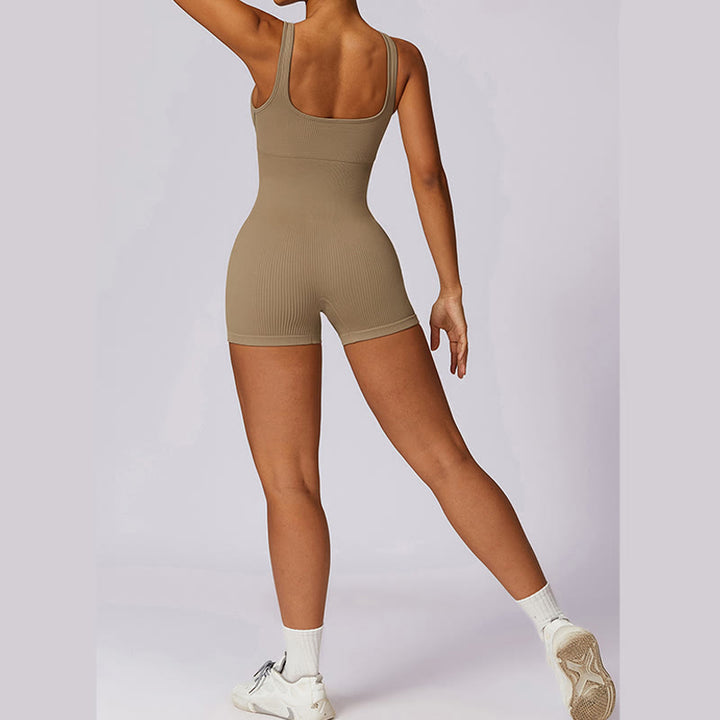 Buddha Stones Solid Seamless Jumpsuit Romper Sports Fitness Yoga Women Bodysuit