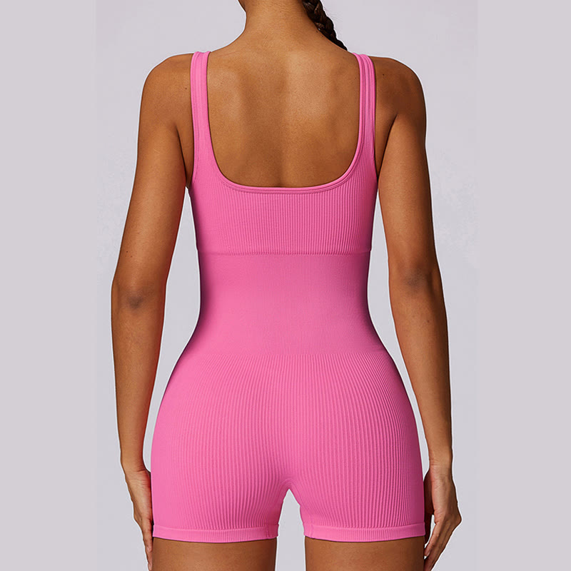 Buddha Stones Solid Seamless Jumpsuit Romper Sports Fitness Yoga Women Bodysuit