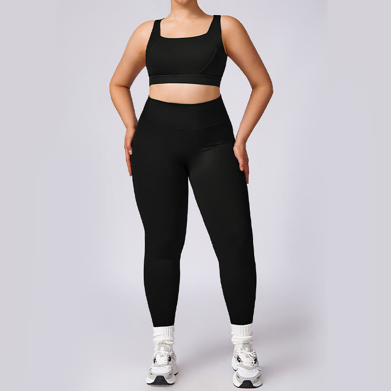 Buddha Stones PLUS SIZE Backless Criss-Cross Strap Bra Shorts Leggings Pants Sports Gym Yoga Quick Drying Outfits