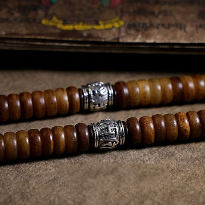 Buddha Stones Tibetan 108 Mala Beads Yak Bone Dzi Bead PiXiu Nine Palaces Eight Diagrams Balance Bracelet