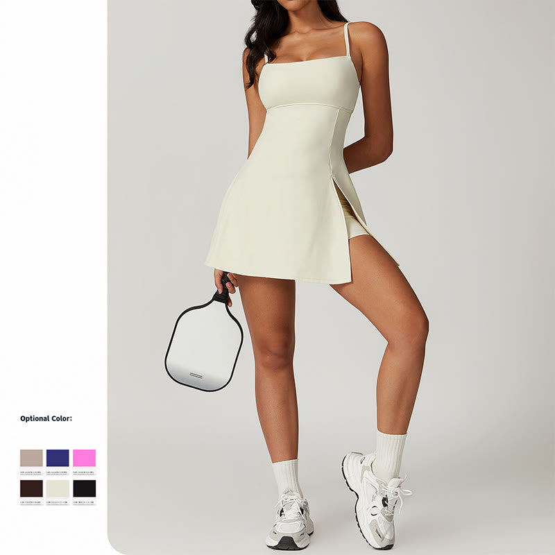 Buddha Stones Solid Backless Tennis Yoga Women Sports Dress - image 8