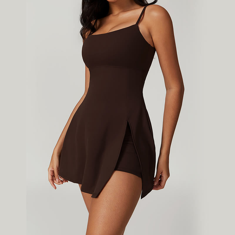 Buddha Stones Solid Backless Tennis Yoga Women Sports Dress - SaddleBrown - US8-10，UK/AU12-14，EU40-42 (XL)  - image 17