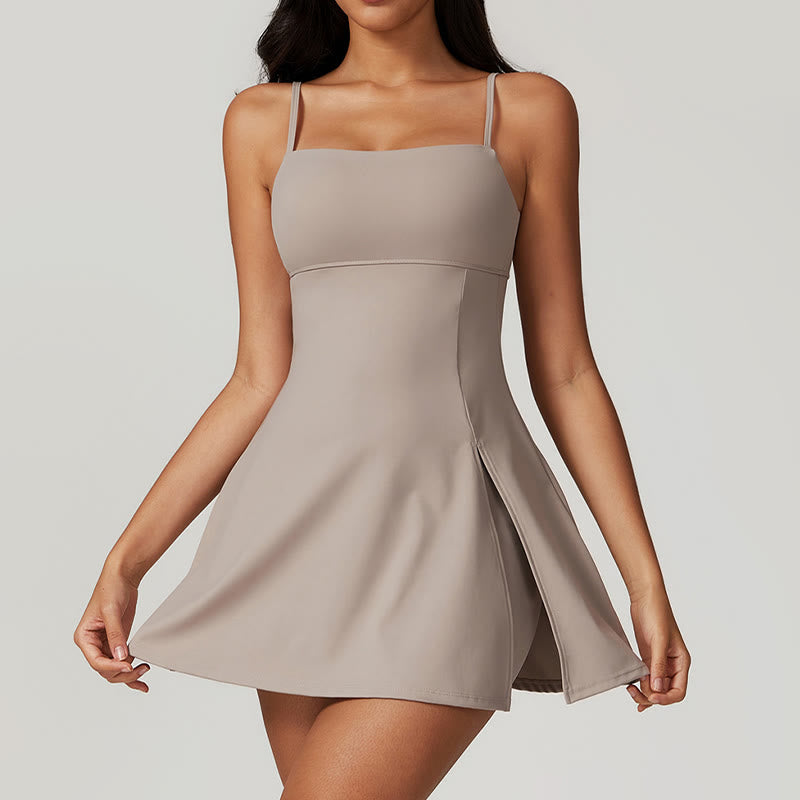 Buddha Stones Solid Backless Tennis Yoga Women Sports Dress - Tan - US8-10，UK/AU12-14，EU40-42 (XL)  - image 24