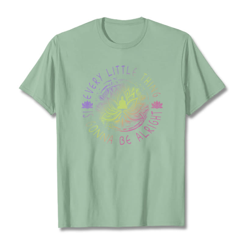 Buddha Stones Every Little Thing Is Gonna Be Alright Tee T-shirt - PaleGreen - 2XL - image 15