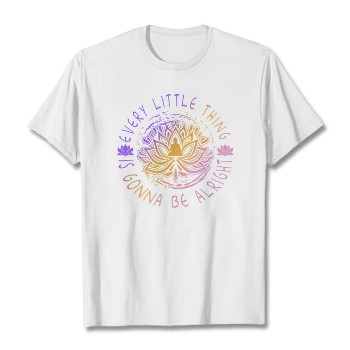 Buddha Stones Every Little Thing Is Gonna Be Alright Tee T-shirt - White - 2XL - image 3