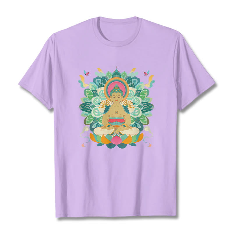 Buddha Stones Butterfly Lotus Buddha-Inspired Tee T-shirt - Plum - 2XL - image 16