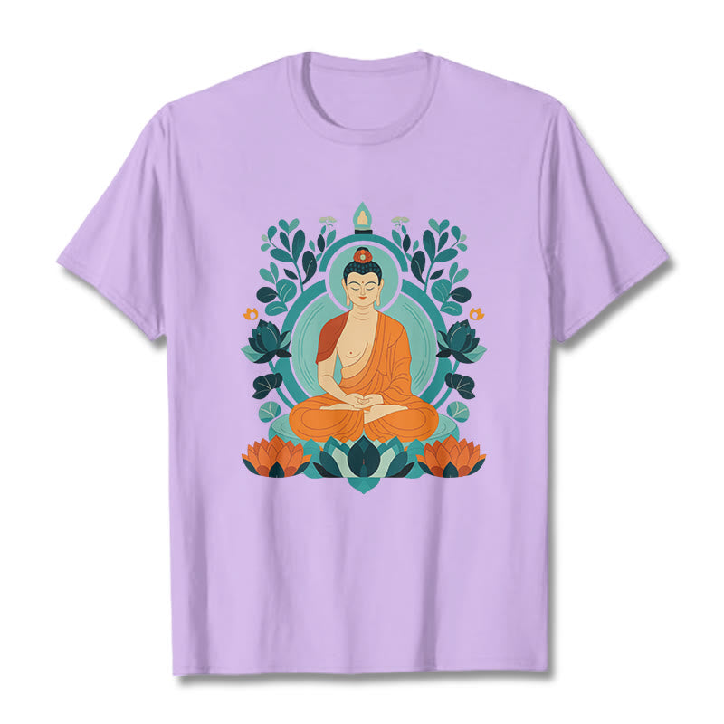 Buddha Stones Lotus Buddha Meditation Tee T-shirt - Plum - 2XL - image 10