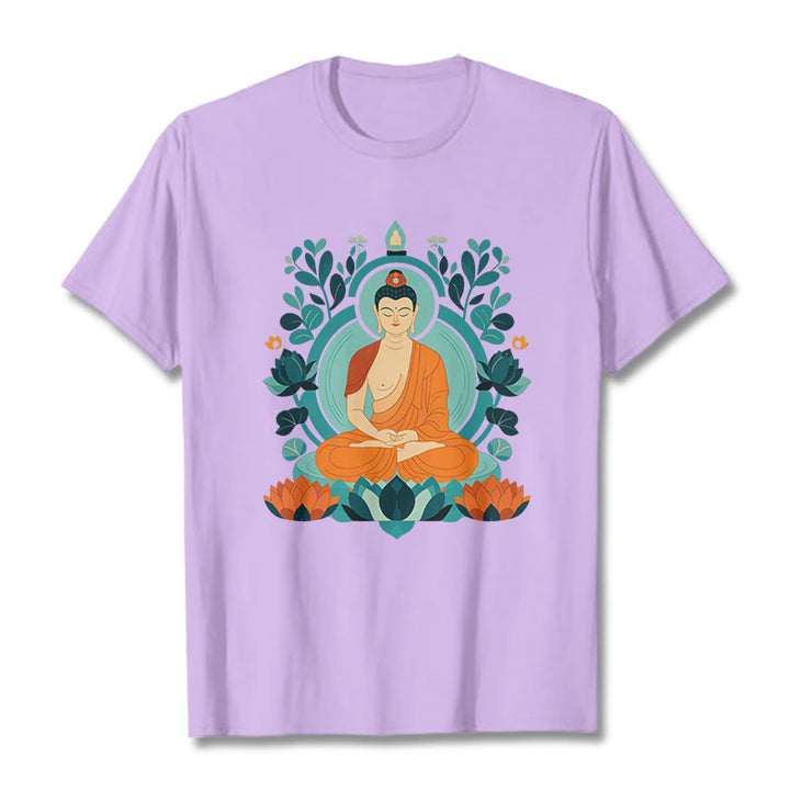 Buddha Stones Lotus Buddha Meditation Tee T-shirt - Plum - 2XL - image 10