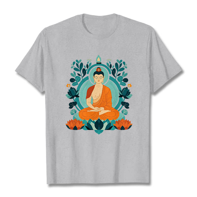 Buddha Stones Lotus Buddha Meditation Tee T-shirt - LightGrey - 2XL - image 12