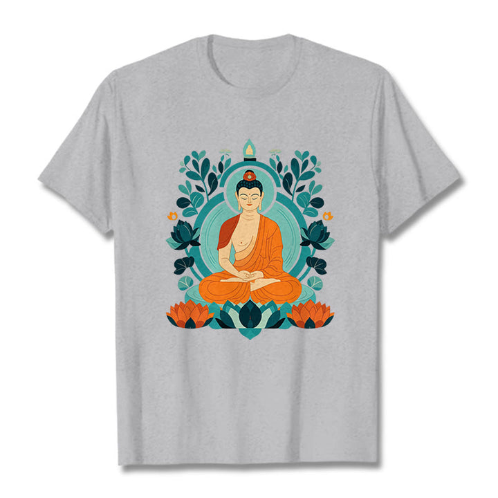 Buddha Stones Lotus Buddha Meditation Tee T-shirt - LightGrey - 2XL - image 12