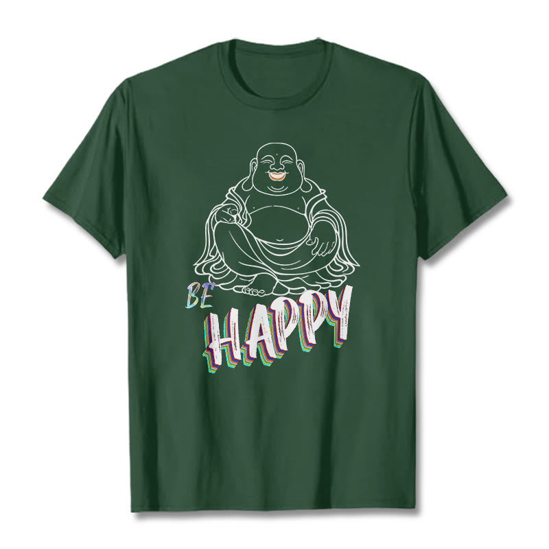 Buddha Stones BE HAPPY Laughing Buddha Tee T-shirt - ForestGreen - 2XL - image 11