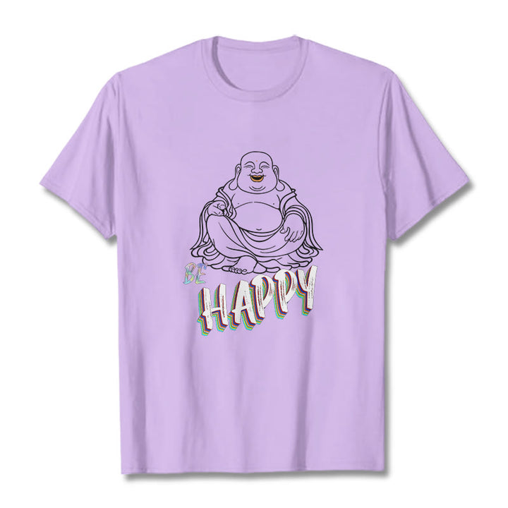 Buddha Stones BE HAPPY Laughing Buddha Tee T-shirt - Plum - 2XL - image 17