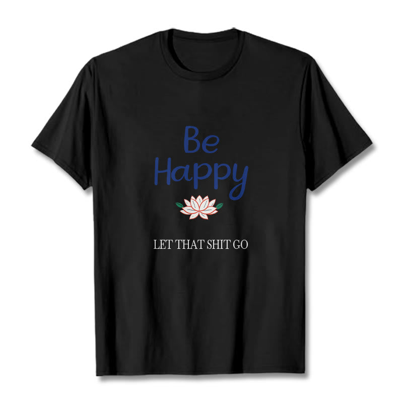 Buddha Stones Be Happy Lotus Tee T-shirt - Black - 2XL - image 4