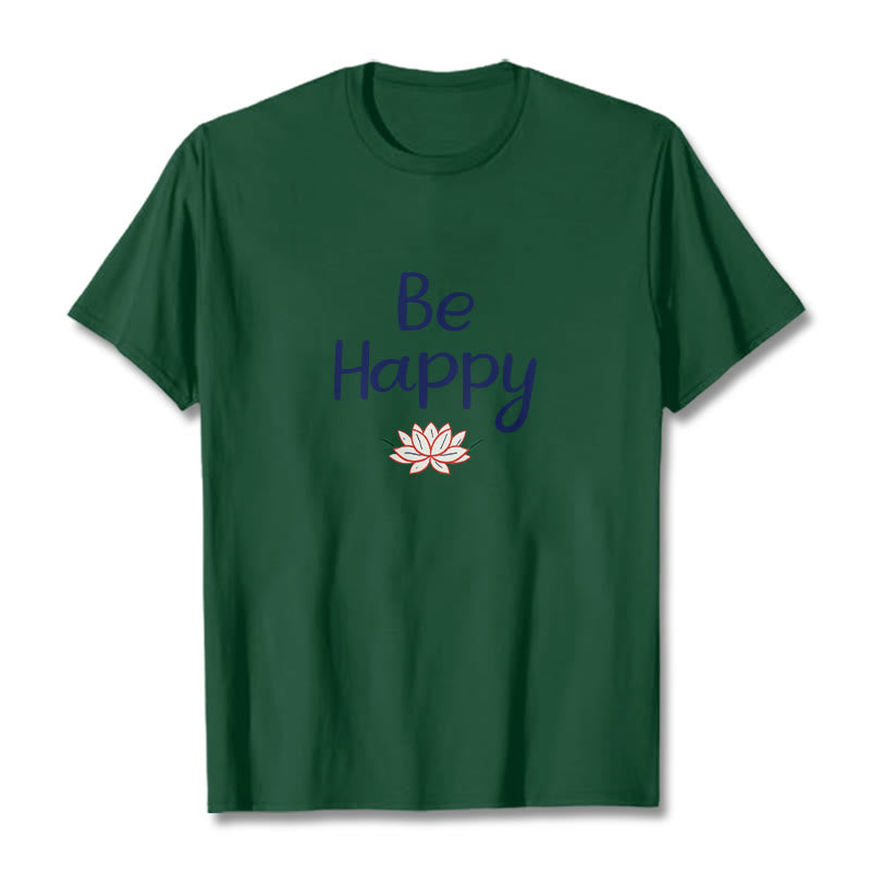 Buddha Stones Be Happy Lotus Tee T-shirt - ForestGreen - 2XL - image 10