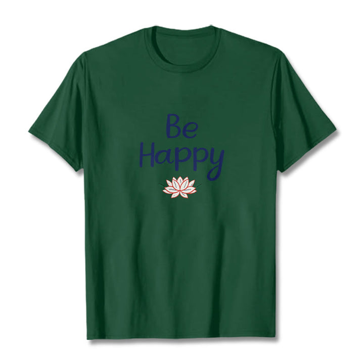 Buddha Stones Be Happy Lotus Tee T-shirt - ForestGreen - 2XL - image 10