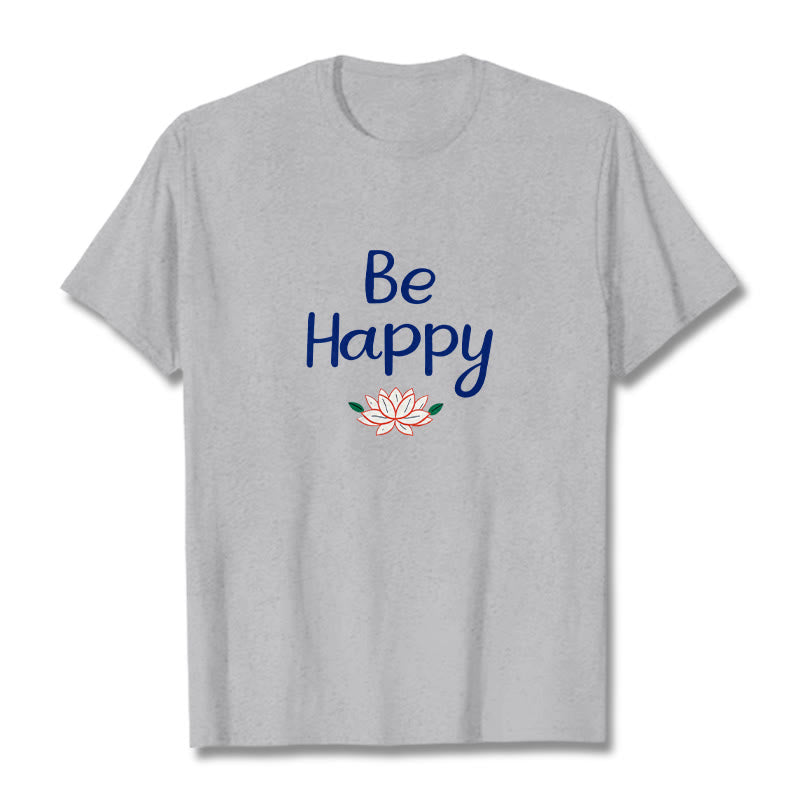 Buddha Stones Be Happy Lotus Tee T-shirt - LightGrey - 2XL - image 19