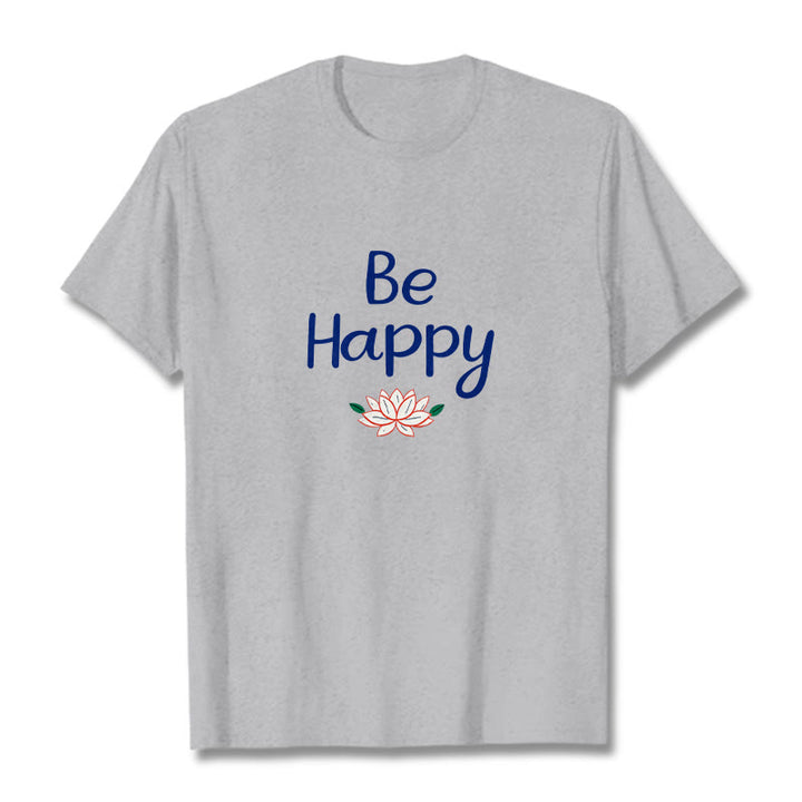 Buddha Stones Be Happy Lotus Tee T-shirt - LightGrey - 2XL - image 19