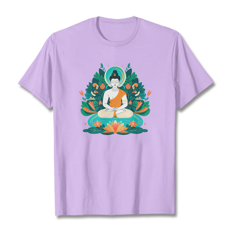 Buddha Stones Flower Grass Lotus Bodhisattva Tee T-shirt - Plum - 2XL - image 16