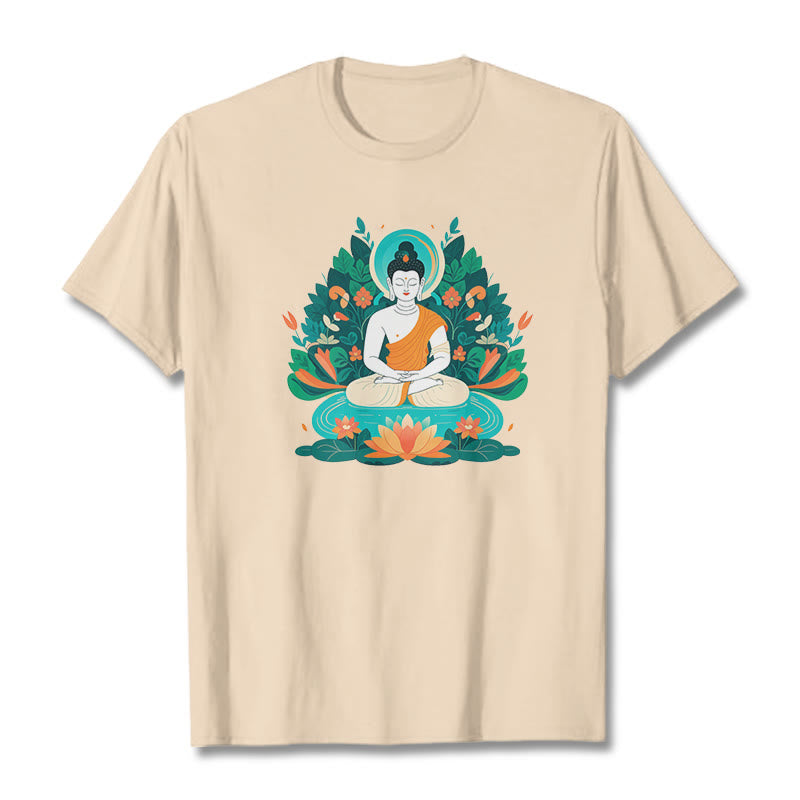 Buddha Stones Flower Grass Lotus Bodhisattva Tee T-shirt - Bisque - 2XL - image 10
