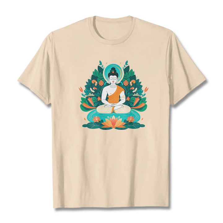 Buddha Stones Flower Grass Lotus Bodhisattva Tee T-shirt - Bisque - 2XL - image 10