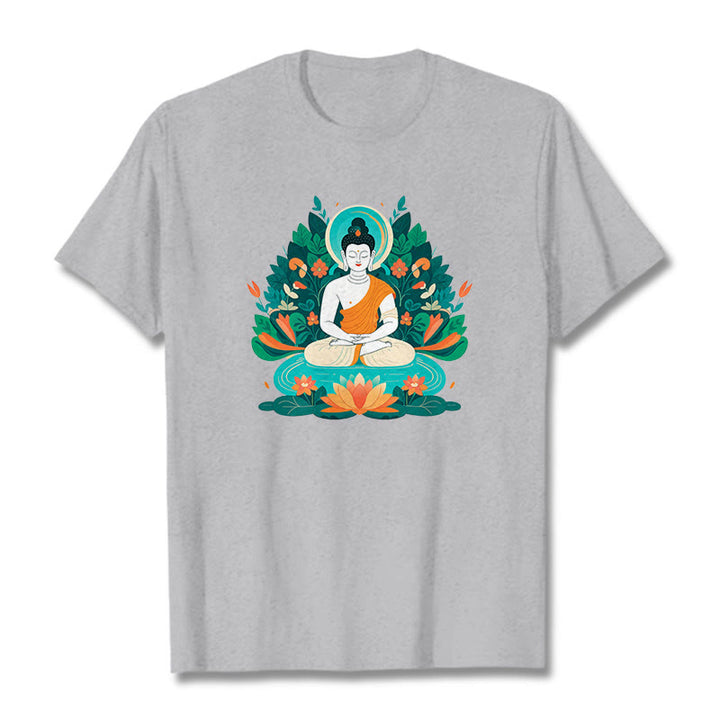 Buddha Stones Flower Grass Lotus Bodhisattva Tee T-shirt - LightGrey - 2XL - image 19