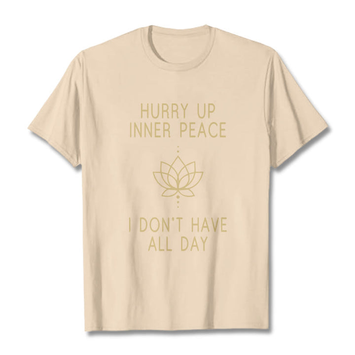 Buddha Stones HURRY UP INNER PEACE Tee T-shirt - Bisque - Lotus Lines - XXL - image 12