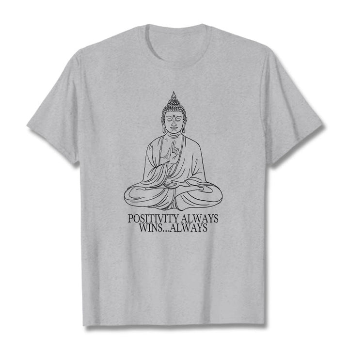 Buddha Stones Positivity Always Wins Tee T-shirt - LightGrey - Positivity always wins…Always - XXL - image 1