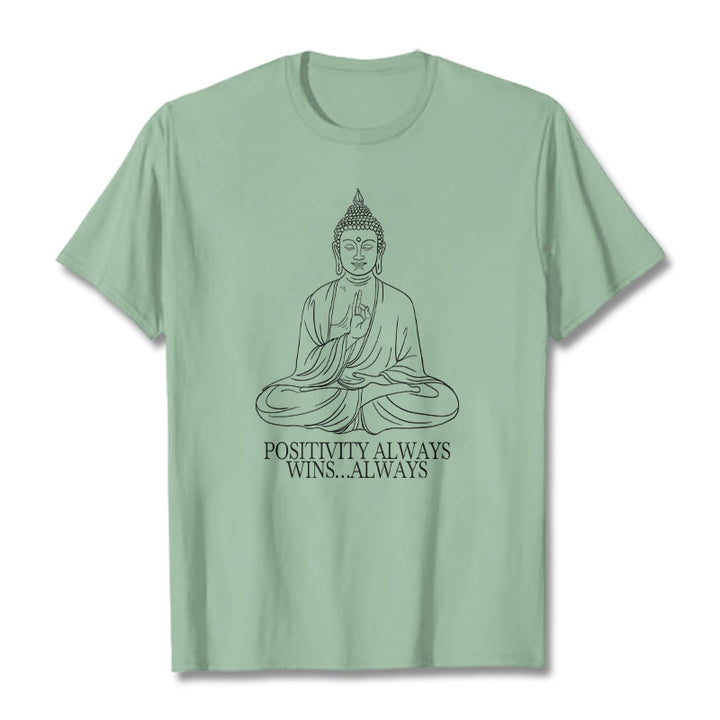 Buddha Stones Positivity Always Wins Tee T-shirt - PaleGreen - Positivity always wins…Always - XXL - image 15