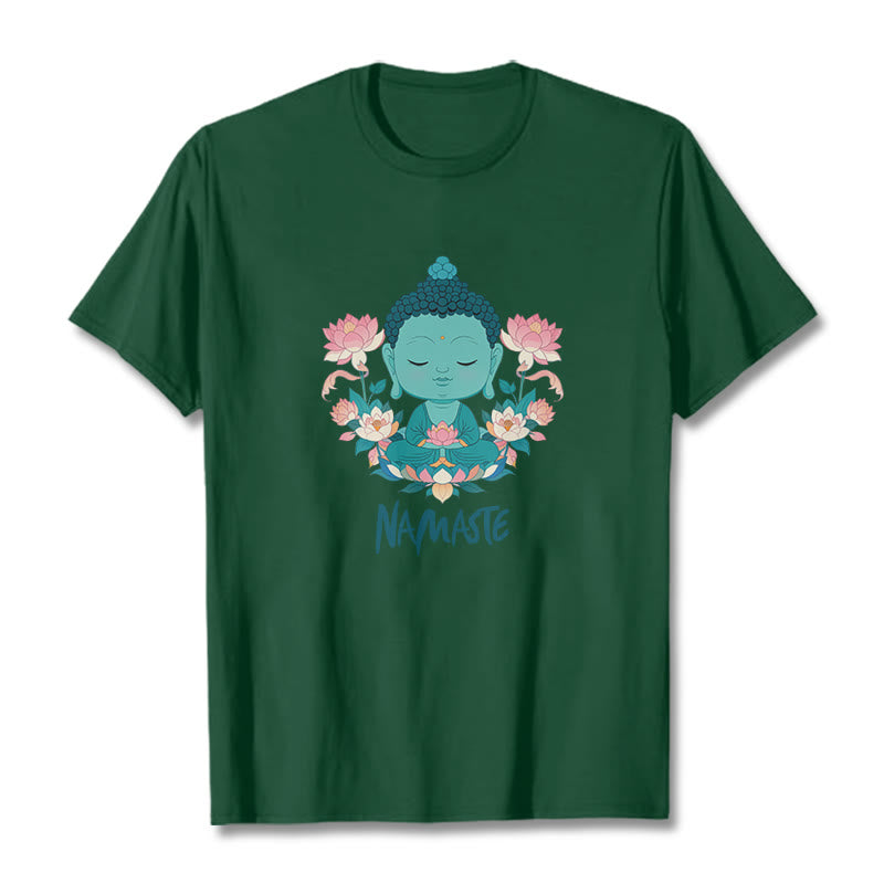 Buddha Stones NAMASTE Buddha Lotus Meditation Tee T-shirt