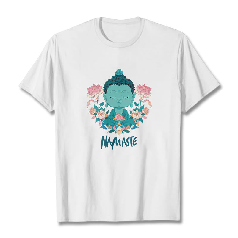 Buddha Stones NAMASTE Buddha Lotus Meditation Tee T-shirt