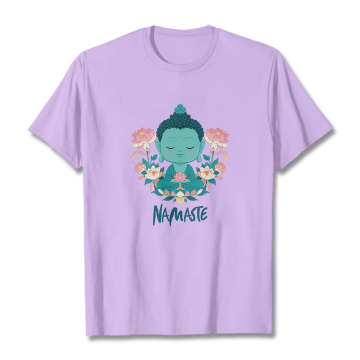 Buddha Stones NAMASTE Buddha Lotus Meditation Tee T-shirt