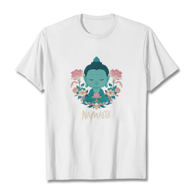 Buddha Stones NAMASTE Buddha Lotus Meditation Tee T-shirt