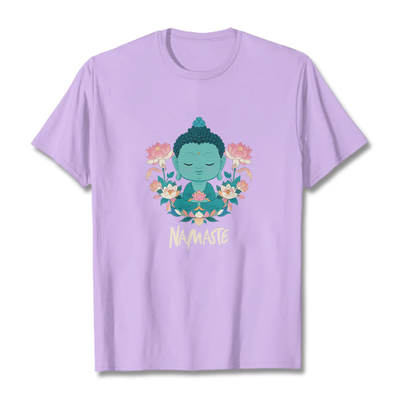 Buddha Stones NAMASTE Buddha Lotus Meditation Tee T-shirt