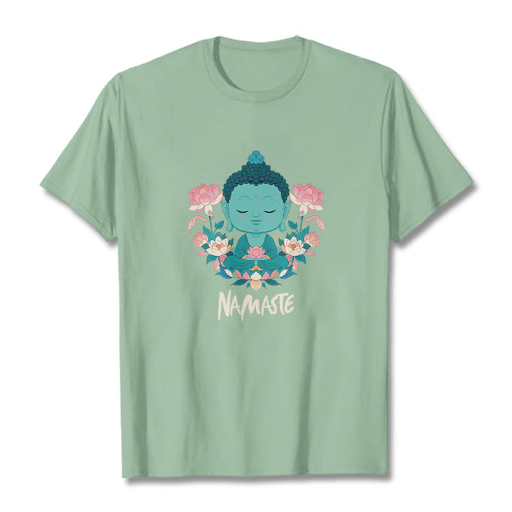 Buddha Stones NAMASTE Buddha Lotus Meditation Tee T-shirt