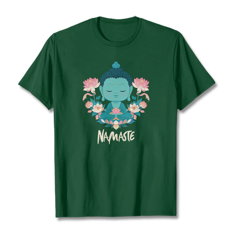 Buddha Stones NAMASTE Buddha Lotus Meditation Tee T-shirt