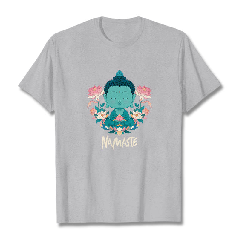 Buddha Stones NAMASTE Buddha Lotus Meditation Tee T-shirt