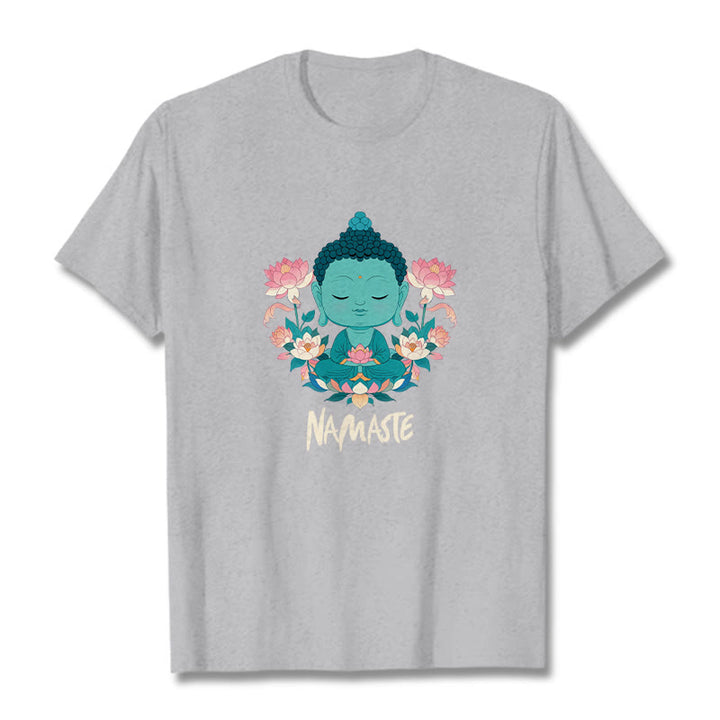 Buddha Stones NAMASTE Buddha Lotus Meditation Tee T-shirt