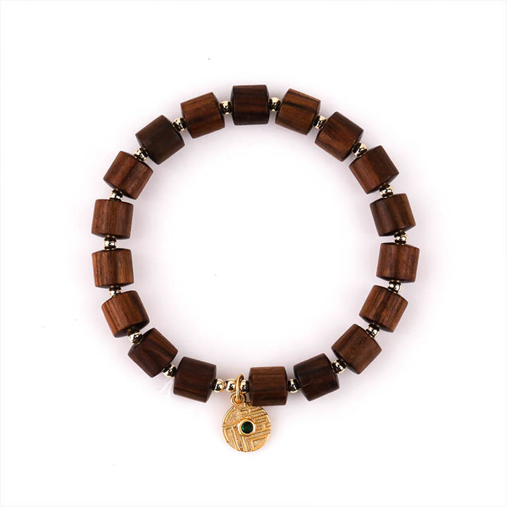 Buddha Stones Natural Rosewood Barrel Beads Warmth Bracelet