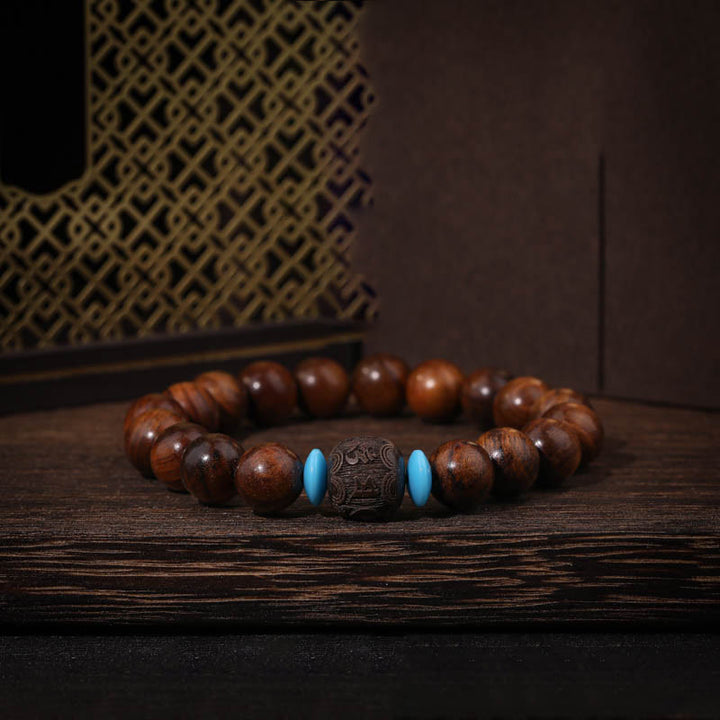 Buddha Stones Natural Rosewood Round Beads Cure Bracelet