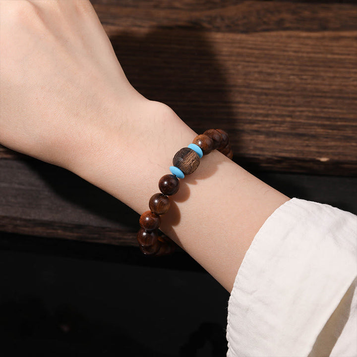 Buddha Stones Natural Rosewood Round Beads Cure Bracelet