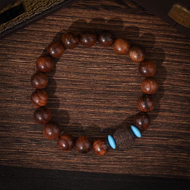 Buddha Stones Natural Rosewood Round Beads Cure Bracelet